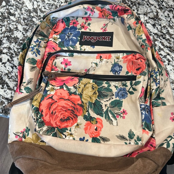 Jansport Handbags - JanSport Floral Backpack - Cream and Multicolor